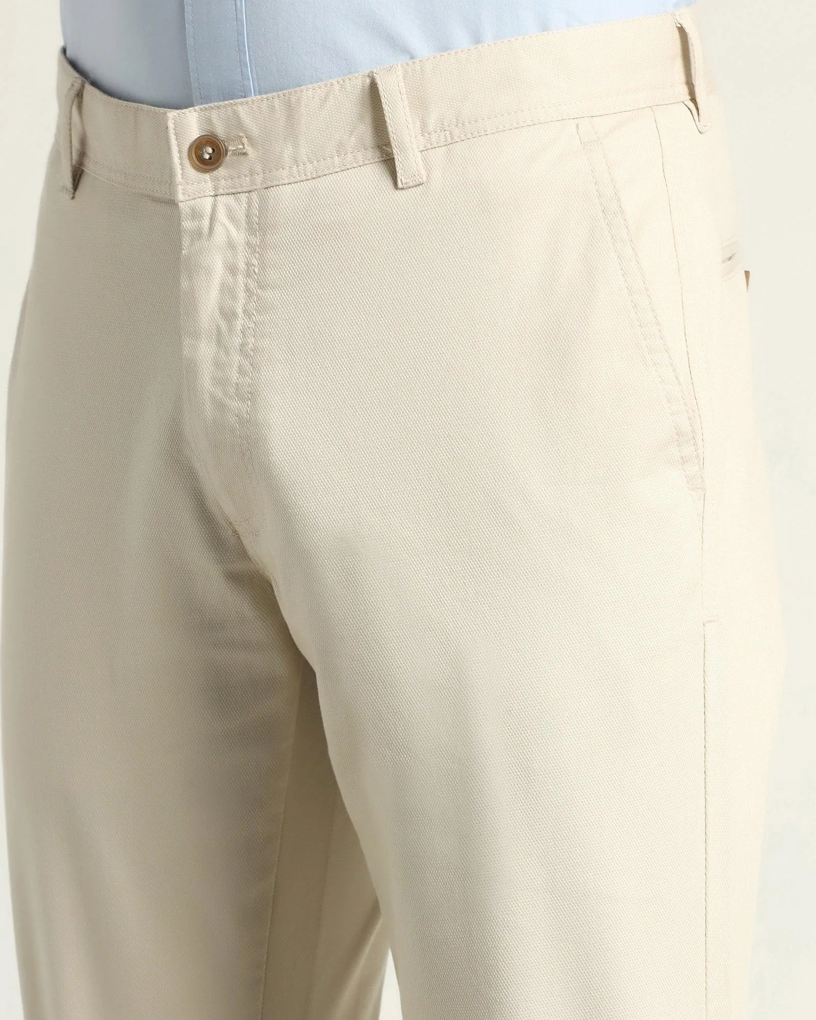 Slim Fit B-91 Casual Beige Solid Khakis - Kiler Perfect Pair Convertible legs