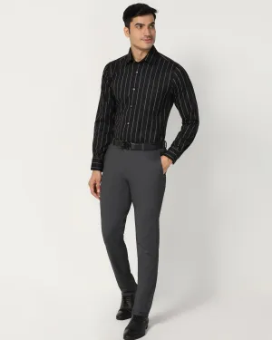 Comfortable Wear Non Tapered Leg Slim Fit B-91 Formal Black Printed Trouser - Harrier