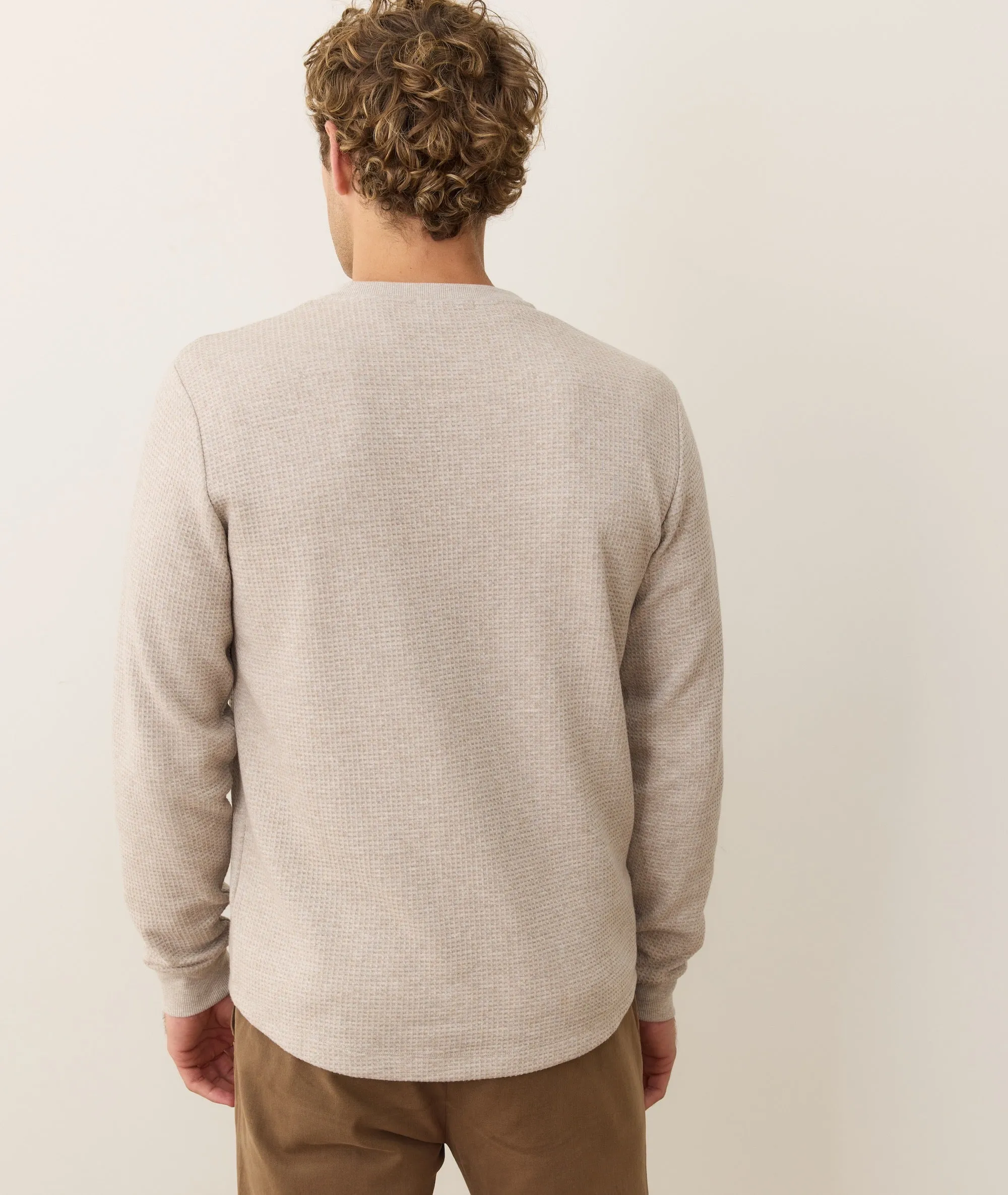 Glass Fit retro look Waffle Henley - Oatmeal
