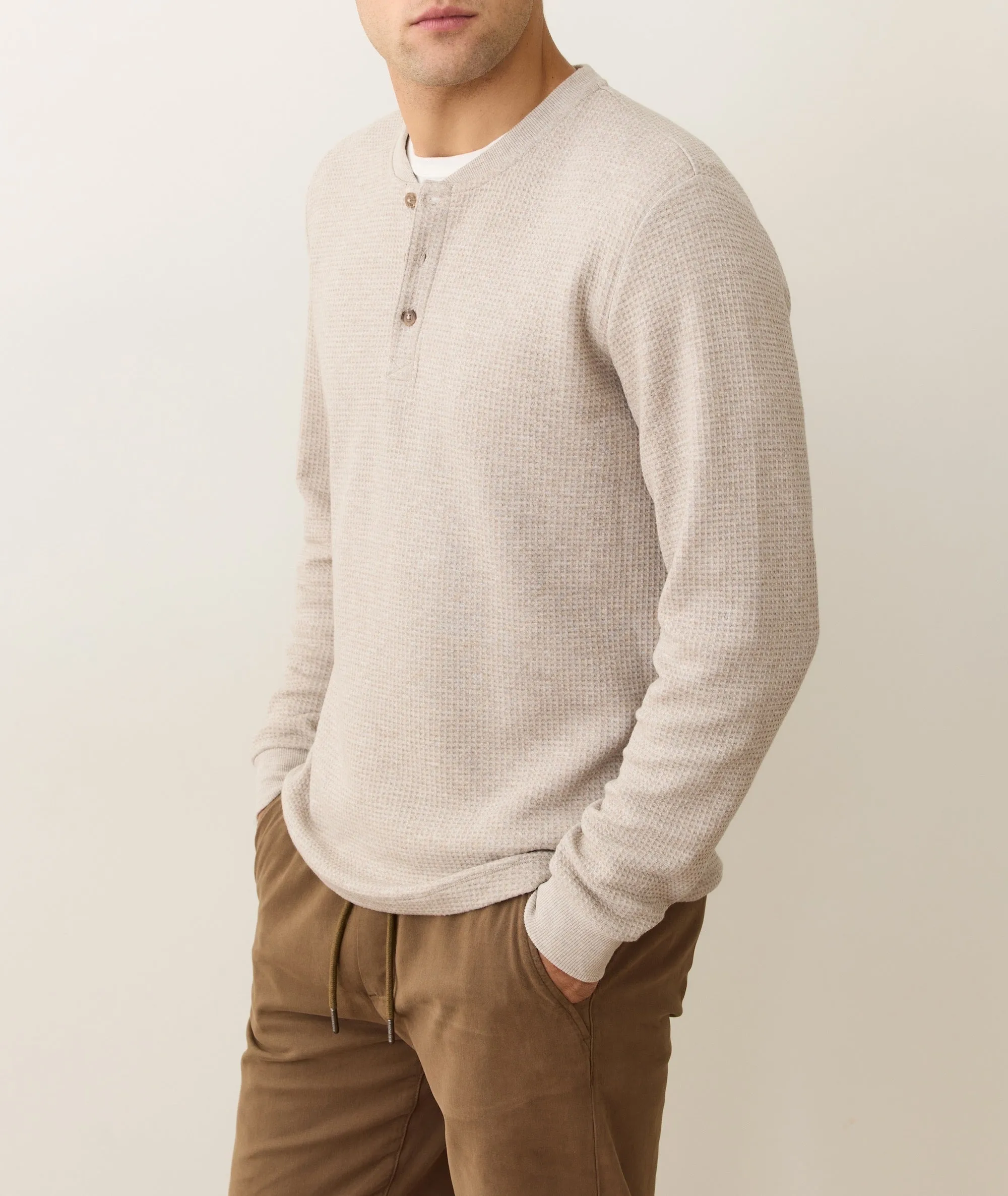 Waffle Henley - Oatmeal Team Edge
