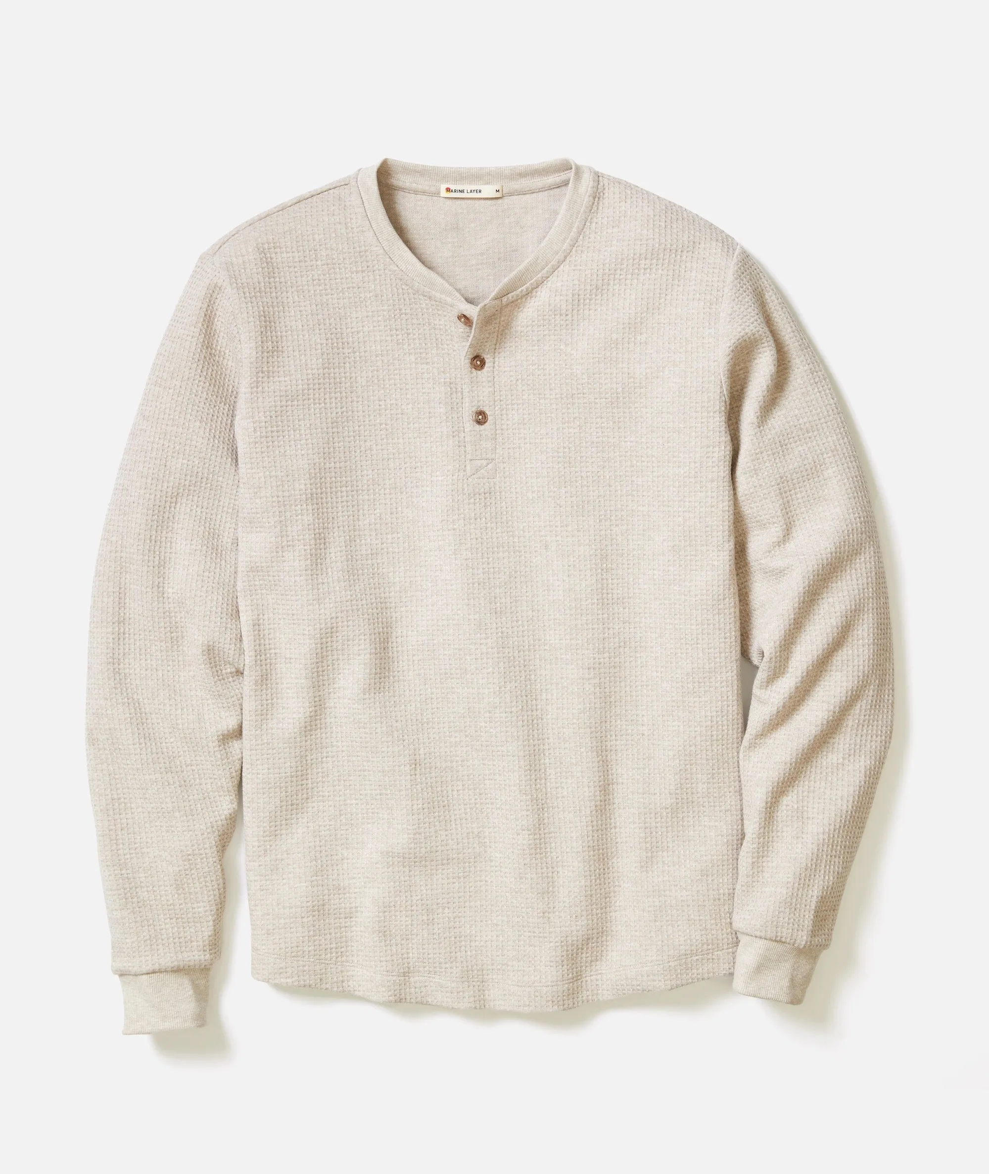 Waffle Henley - Oatmeal Stretch Fit Colorfast Technology