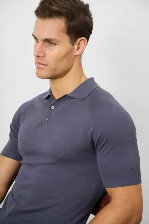 Comfortable Choice Fine Gauge Knitted Polo Shirt in Graphite