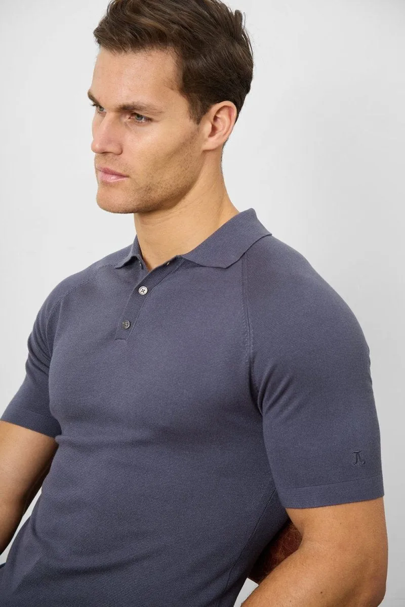 Comfortable Choice Fine Gauge Knitted Polo Shirt in Graphite
