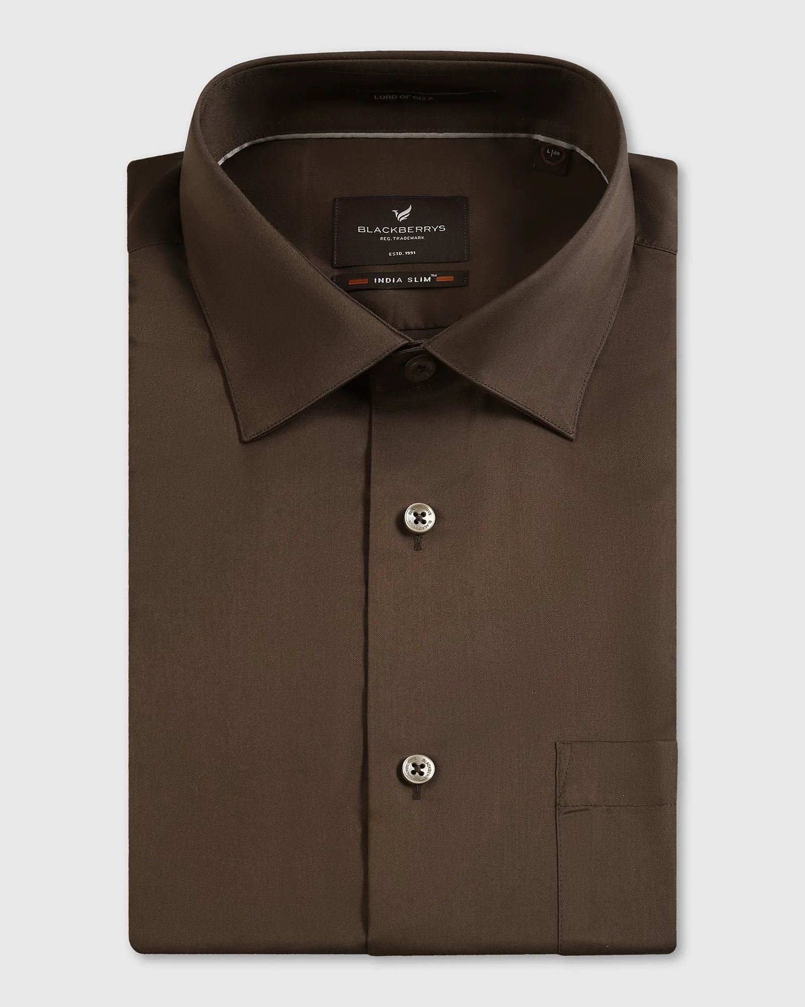 Tobacco Brown Solid Shirt - Roger Perfect Fit Thermoregulating Layer