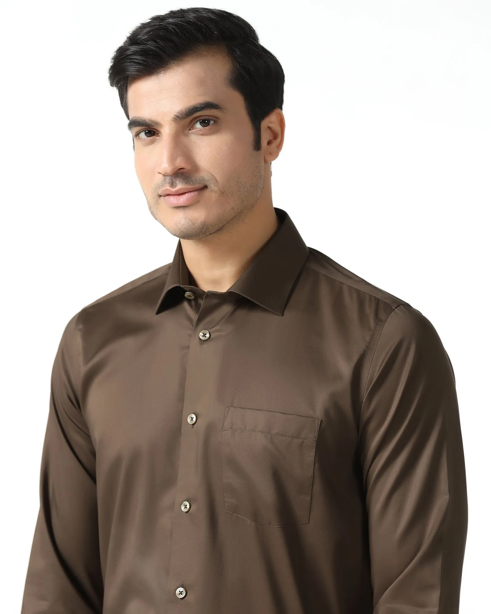 Tobacco Brown Solid Shirt - Roger Odor Control Technology
