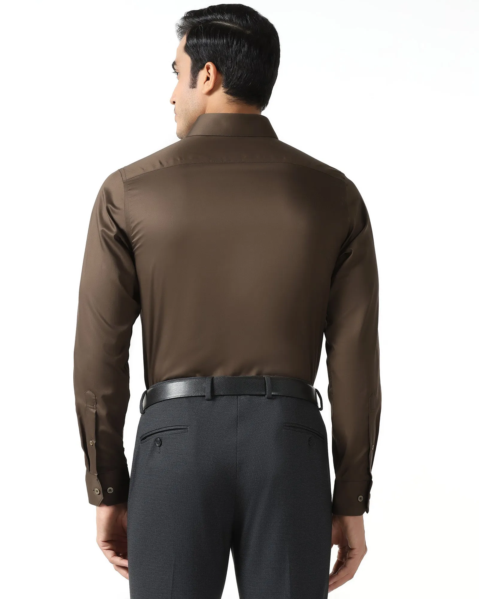 Wedding guest Tobacco Brown Solid Shirt - Roger