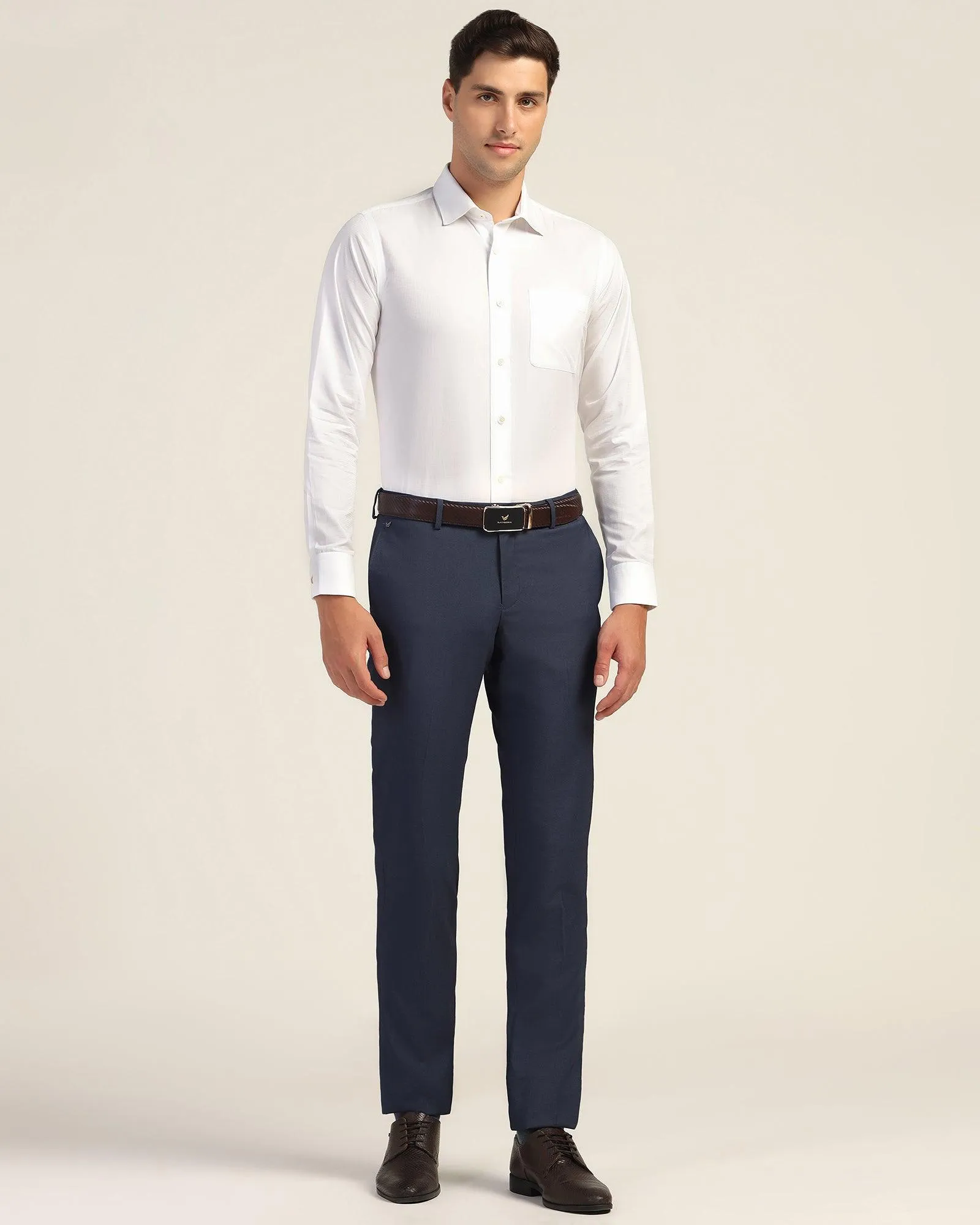 Slim Comfort B-95 Formal Navy Textured Trouser - Mazda RegularFit Street Comfort
