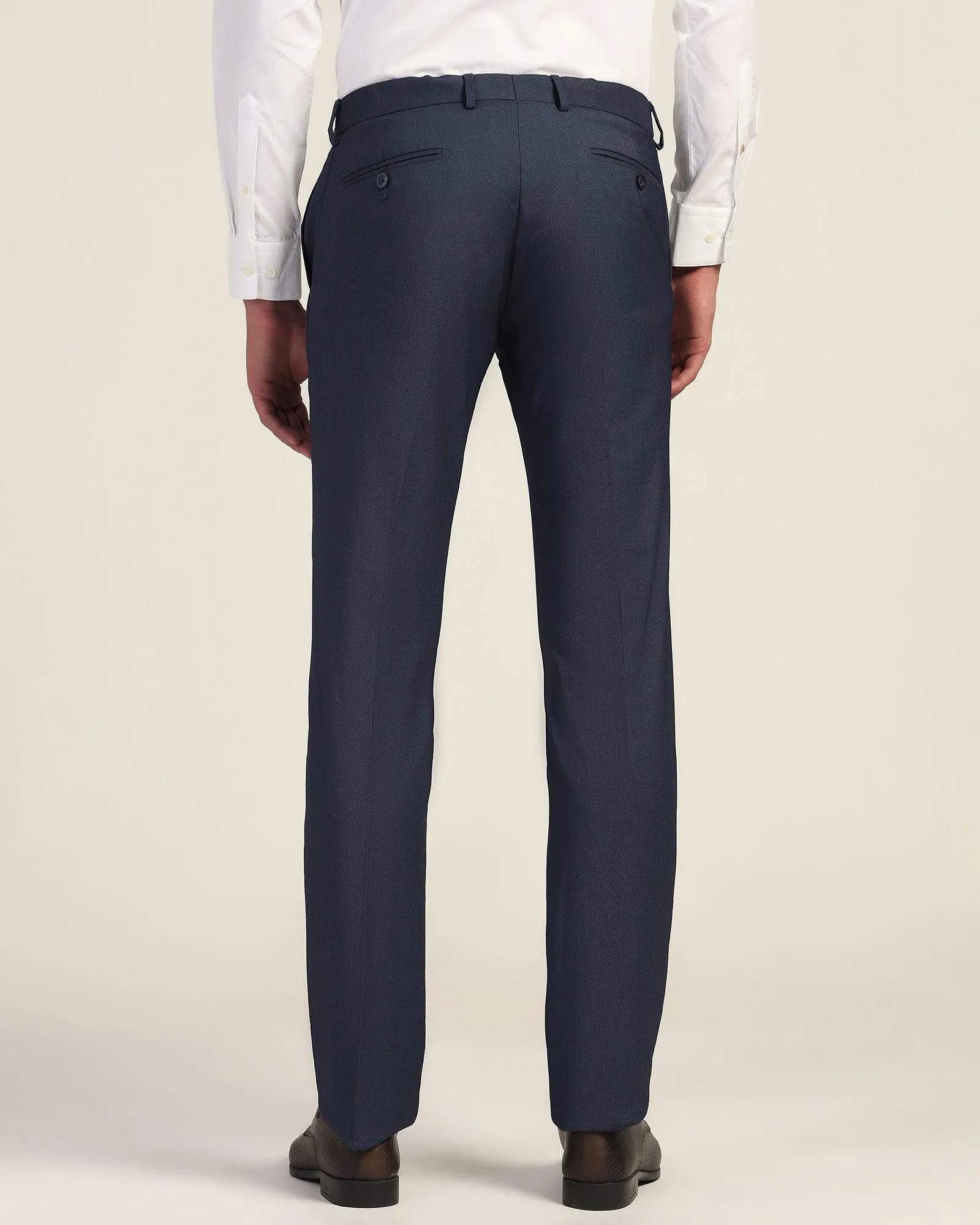 Slim Comfort B-95 Formal Navy Textured Trouser - Mazda Trendy Style