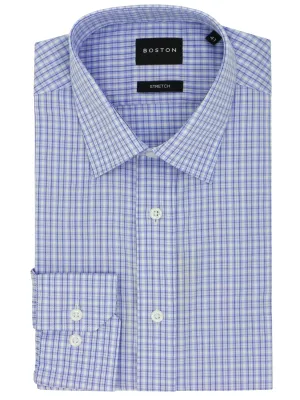 Networking Session Liberty Business Blue Checked Shirt