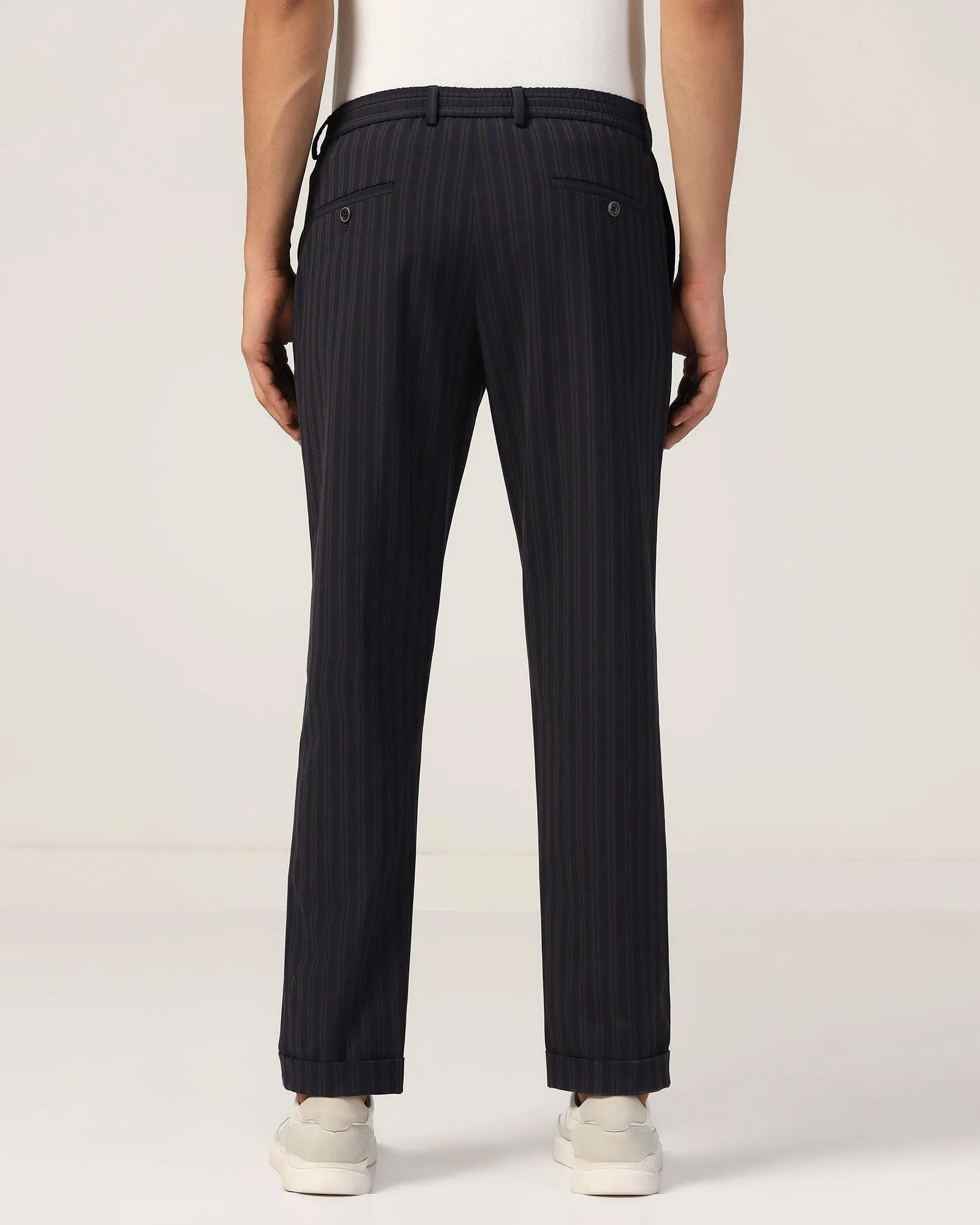 No Sagging Hygienic Inner Layer Sneaker Fit Brown Stripe Pant - Polo