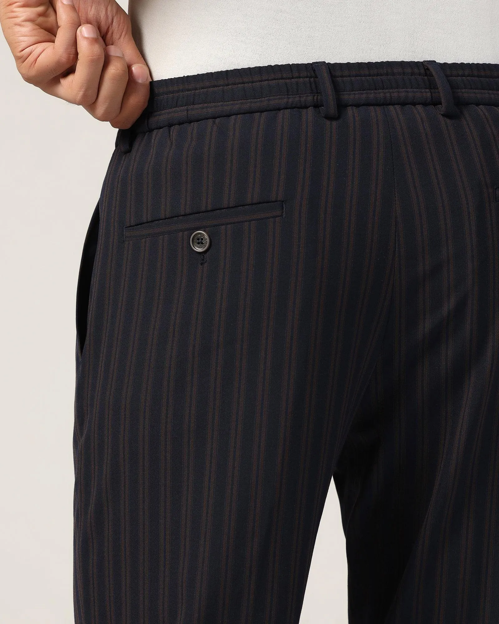 HighRiseWaist Sneaker Fit Brown Stripe Pant - Polo