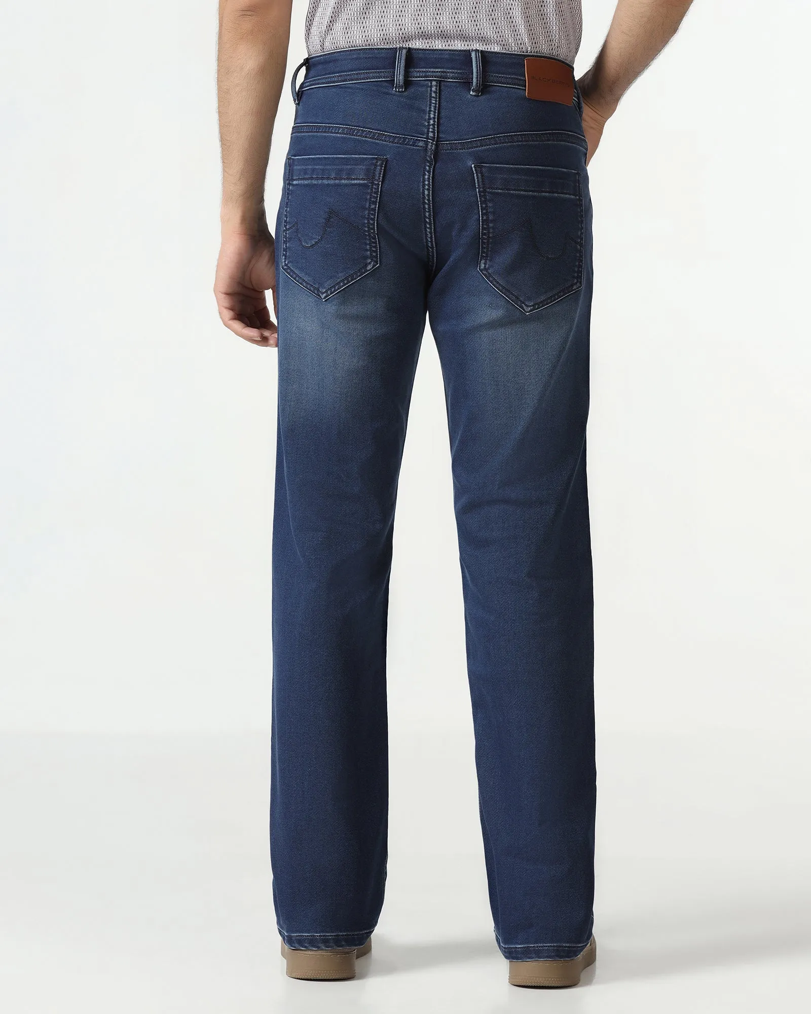 Indigo Ultrasoft Straight Comfort Jeans - Leopord No Gap Waist