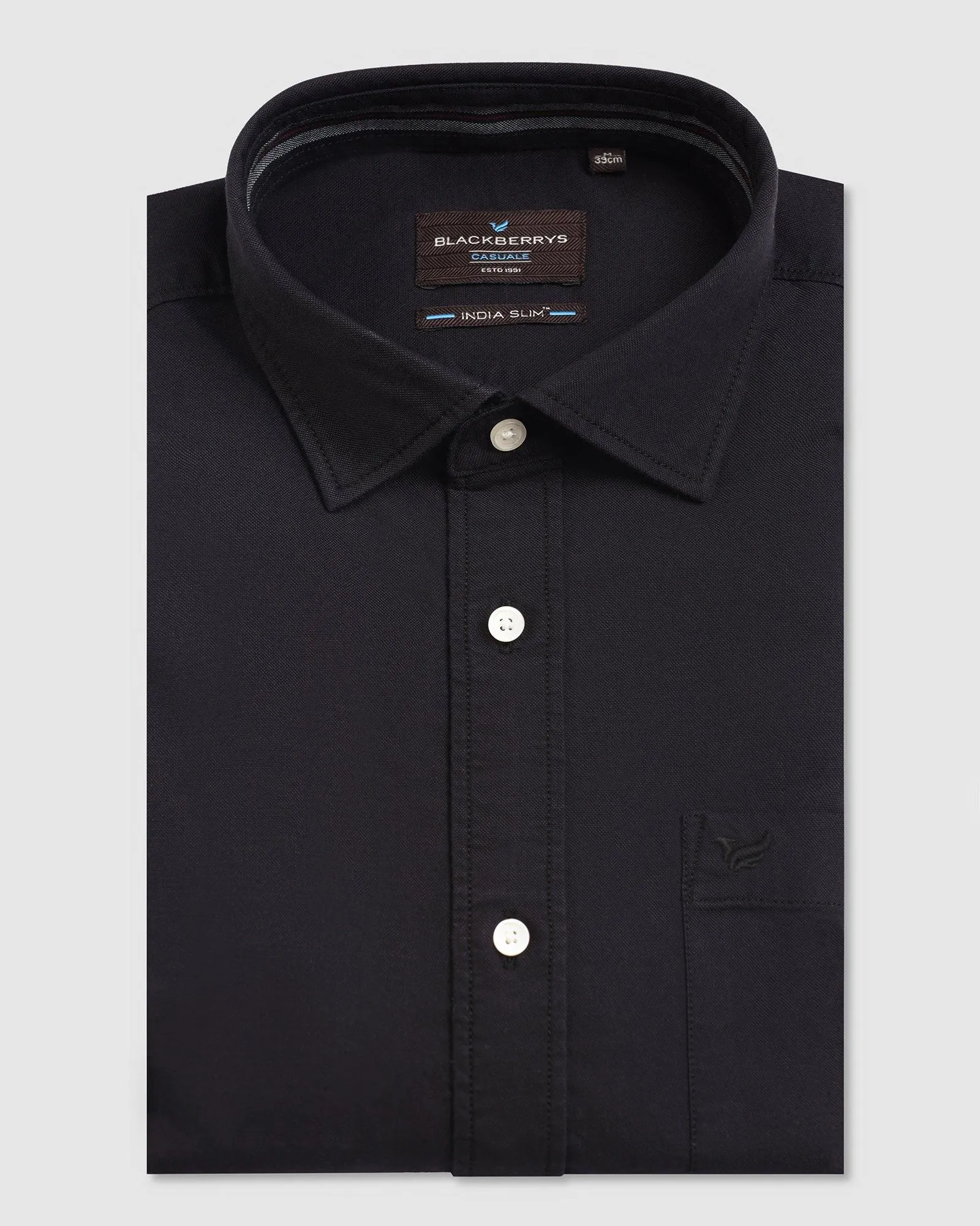 All Purpose Weave Design Casual Navy Solid Shirt - Solly