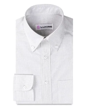 natural fiber Brembana Grey White Graph checks Shirt