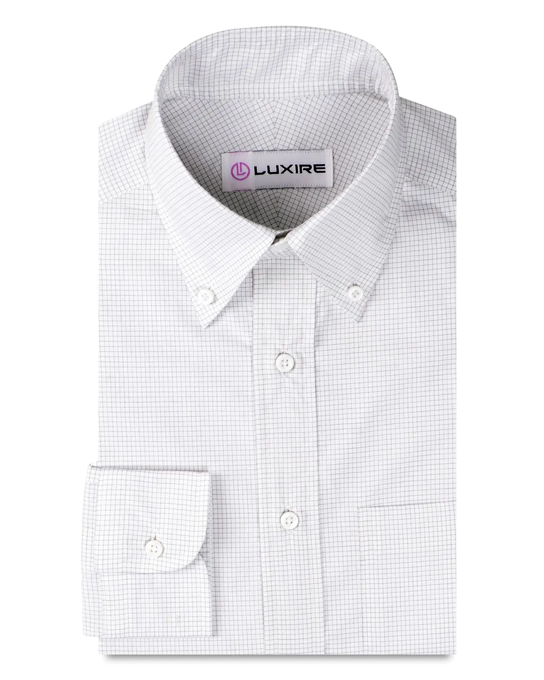 natural fiber Brembana Grey White Graph checks Shirt