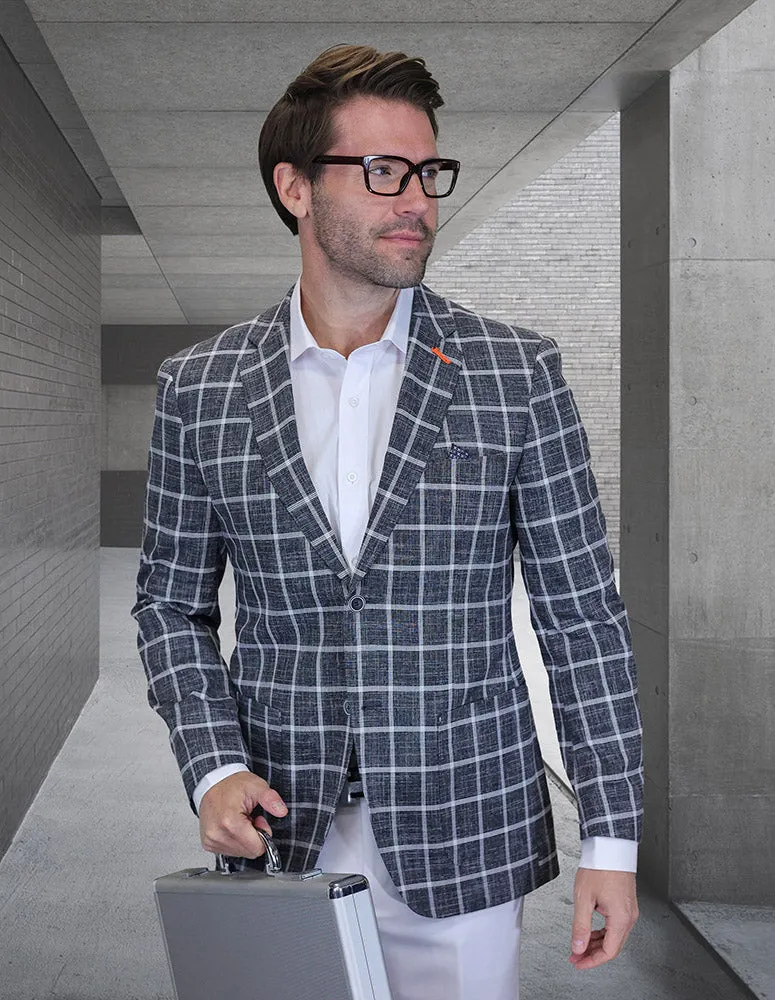 Anti Static Treatment Airflow Ventilation System ASHTON BLACK WINDOWPANE MODERN FIT BLAZER