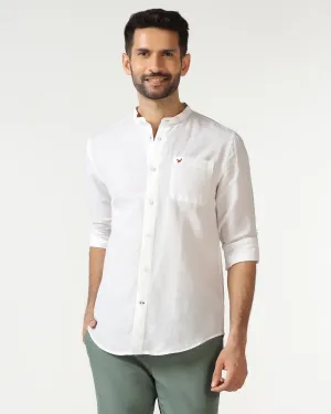 Loose style Street Style White Linen Solid Shirt - Salmon