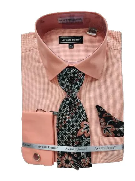 AVANTI UOMO JQD PATTERN WITH TONE ON TONE COLLAR & CUFF DN130M CORAL Sustainable Manufacturing Process