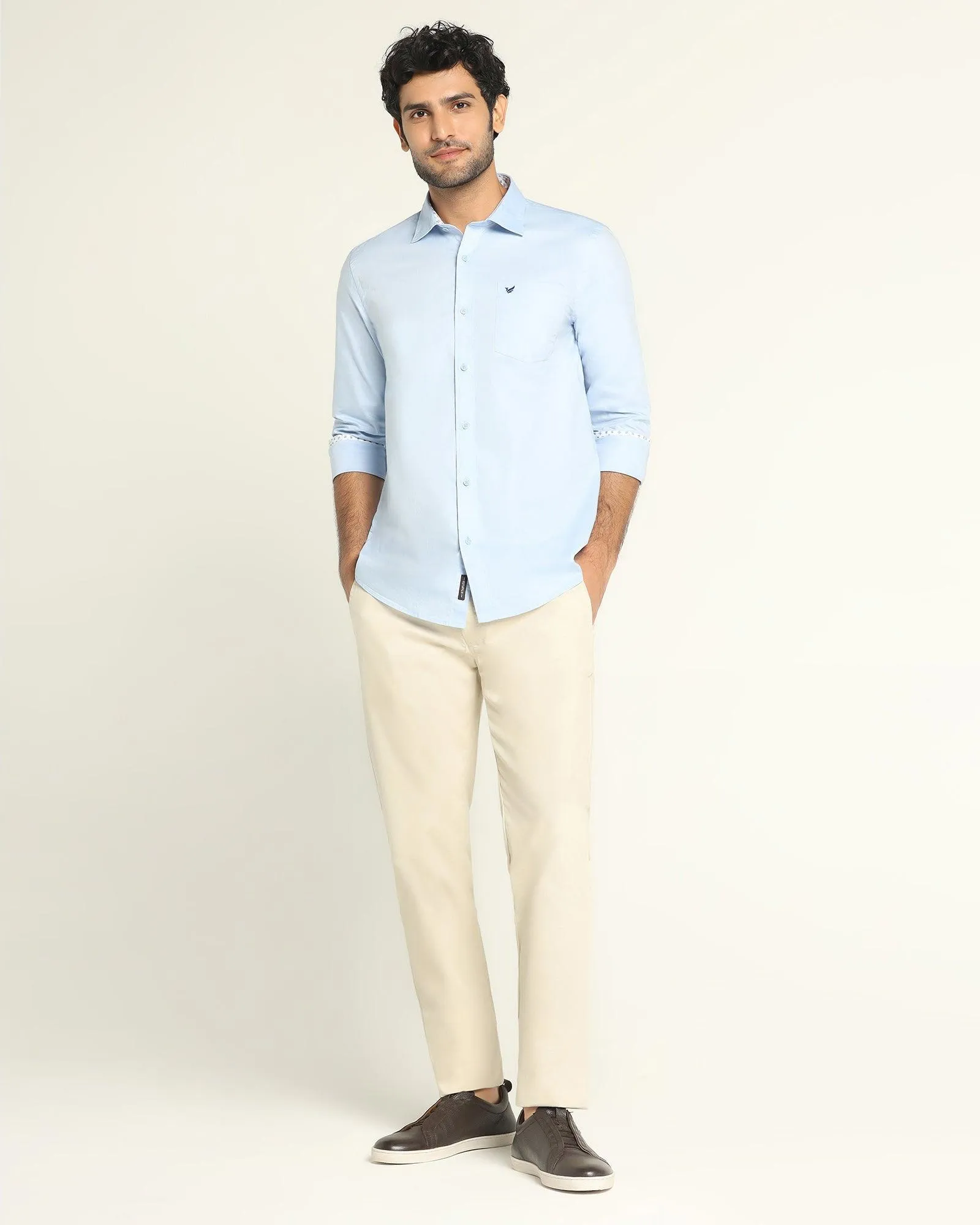 Casual Wear Subtle patterns Casual Blue Solid Shirt - Torch