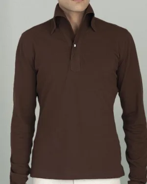 Effortless Layer Brown Pique Polo T-Shirt