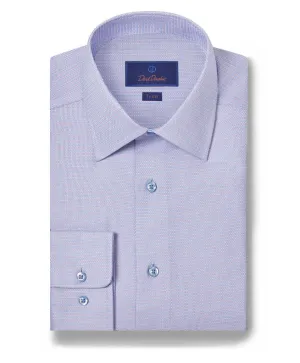 David Donahue Trim Fit Geometric Dobby Dress Shirt in Blue/Berry Moisture Wicking Material hypoallergenic material