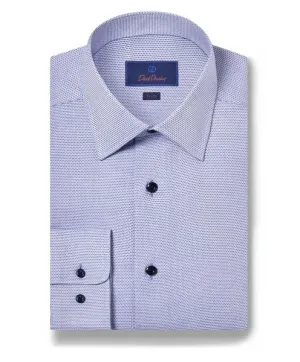David Donahue Trim Fit Micro Dobby Dress Shirt in Blue Unisex Choice