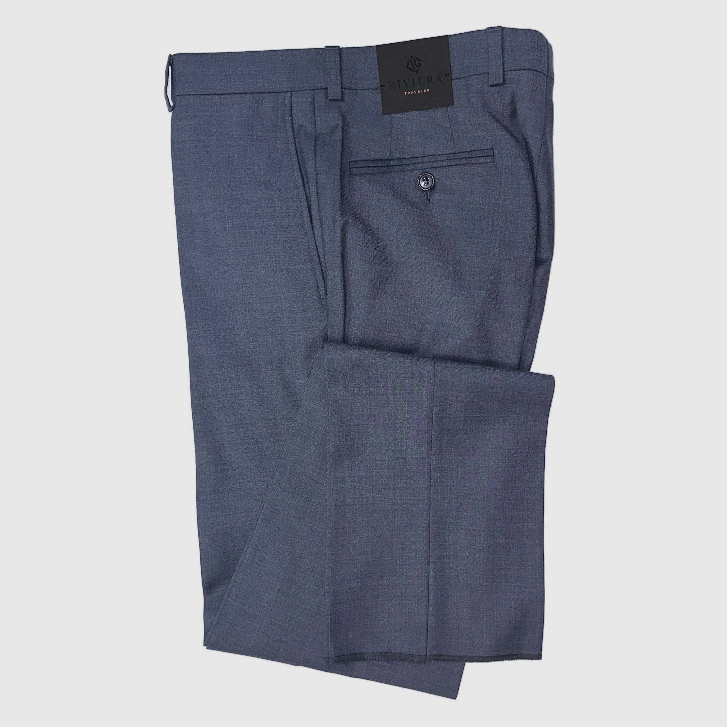Flexible Use Cozy Casual Riviera by Jack Victor- Traveler Dress Pant in Mid Blue