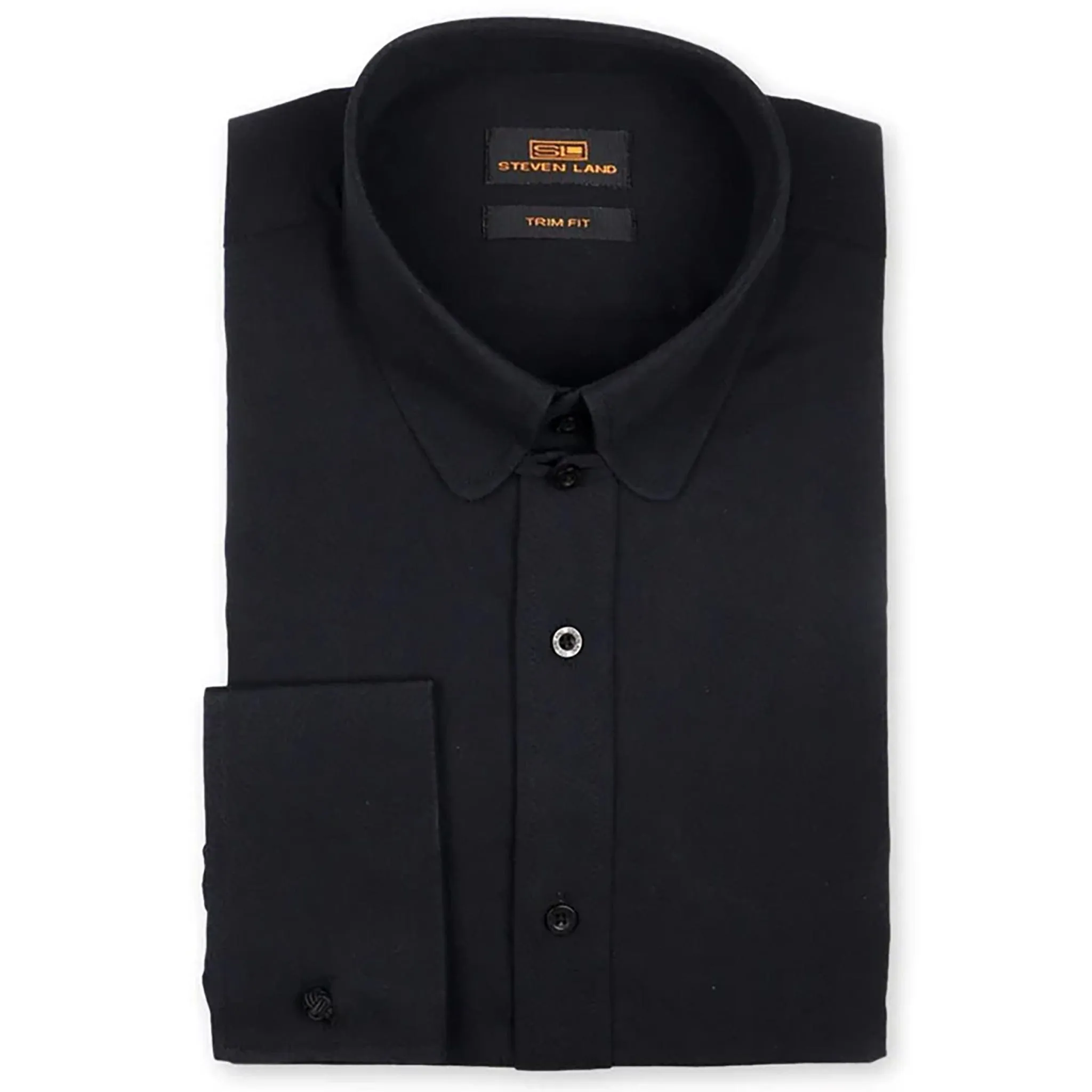 Ta727 Steven Land | Vintage Paisley Dress Shirt | Club Collar With Button Tab Smooth Cotton Blend