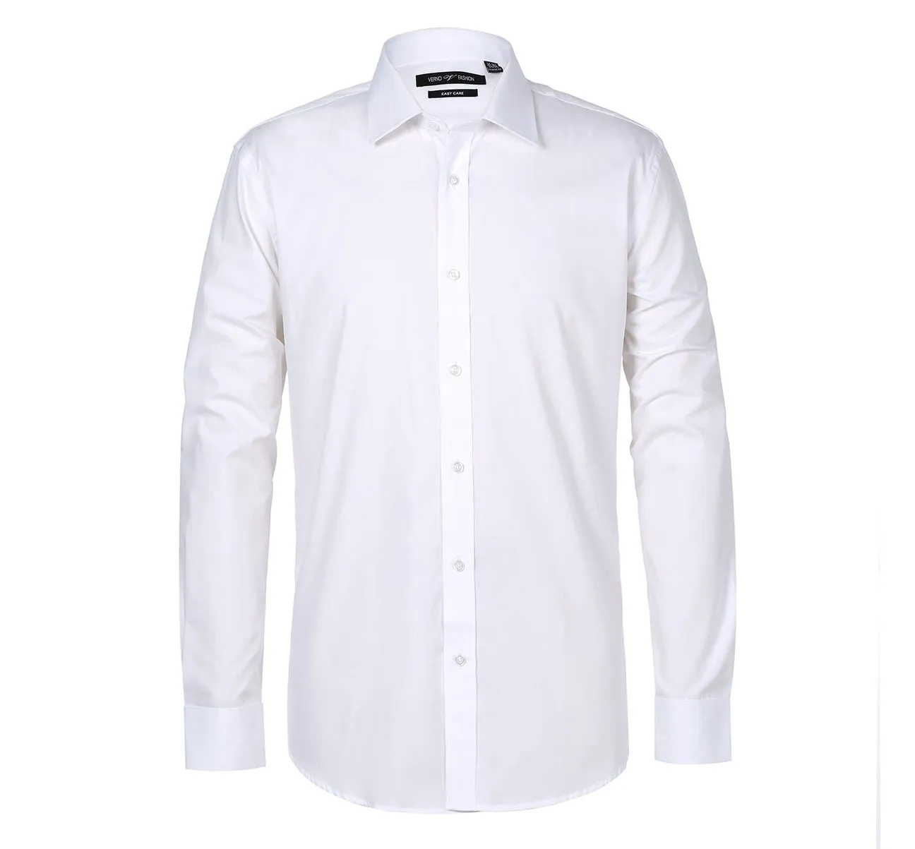 Workwear Ready slim cut VERNO White Classic Fit Long Sleeve Travel Easy-Care Cotton Dress Shirt CS0220