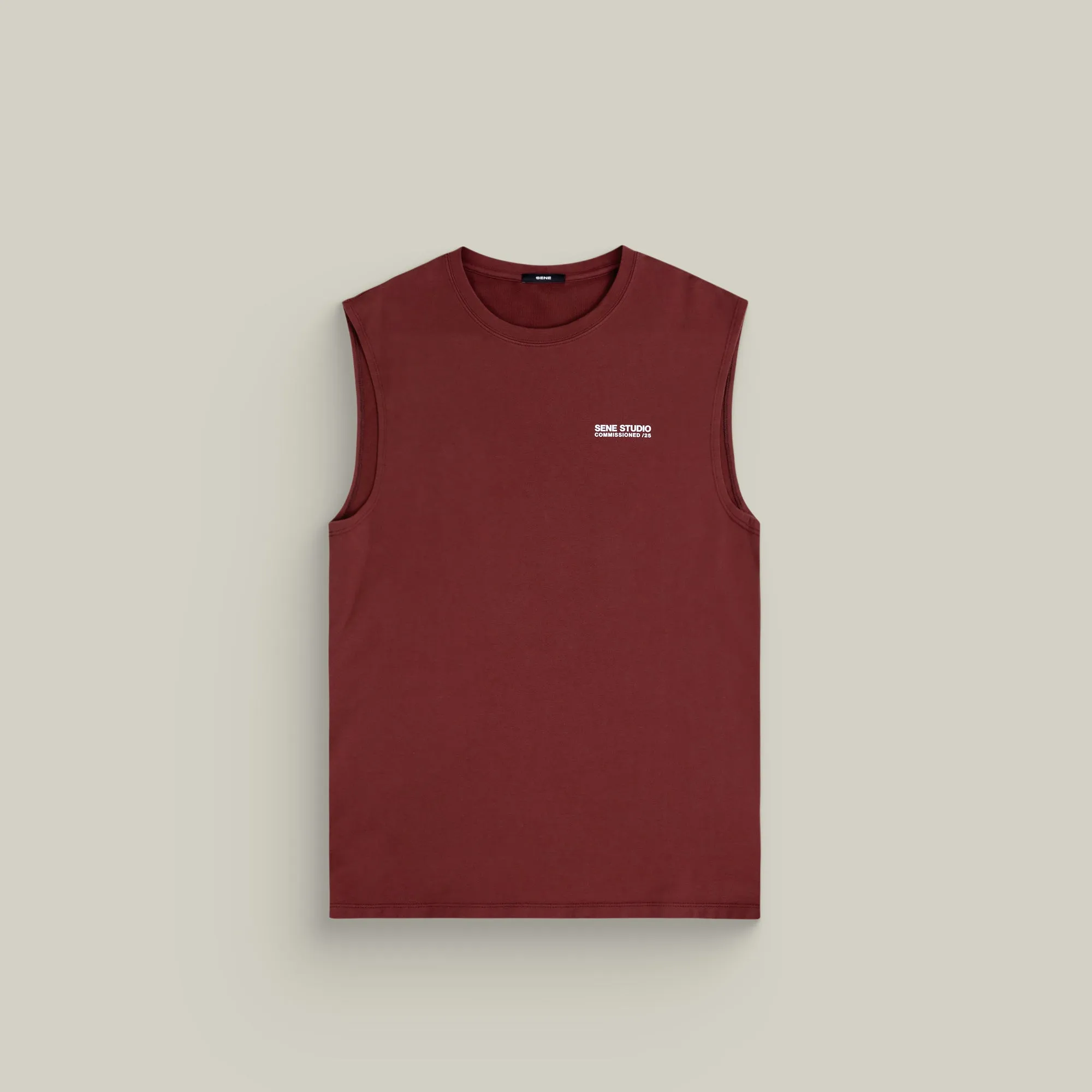 Commissioned Cumulus Tank Top - Maroon Seamless Design Adjustable Straps