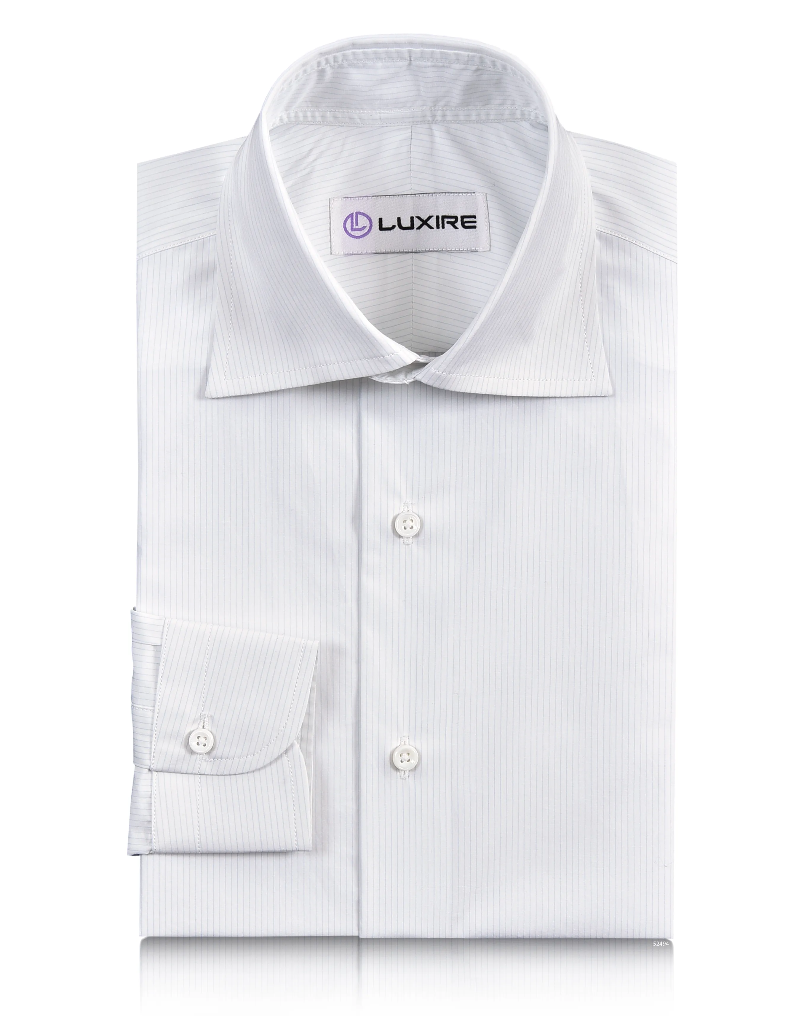 Wrinkle-Free Comfortable Wear Brembana White Skyblue Pinstripes Shirt