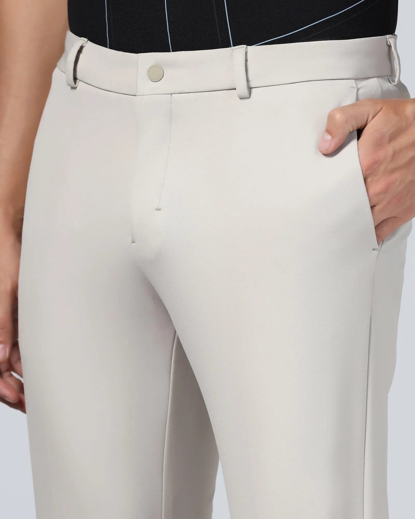 Static free TechPro Slim Fit B-91 Formal Beige Solid Trouser - Ashley