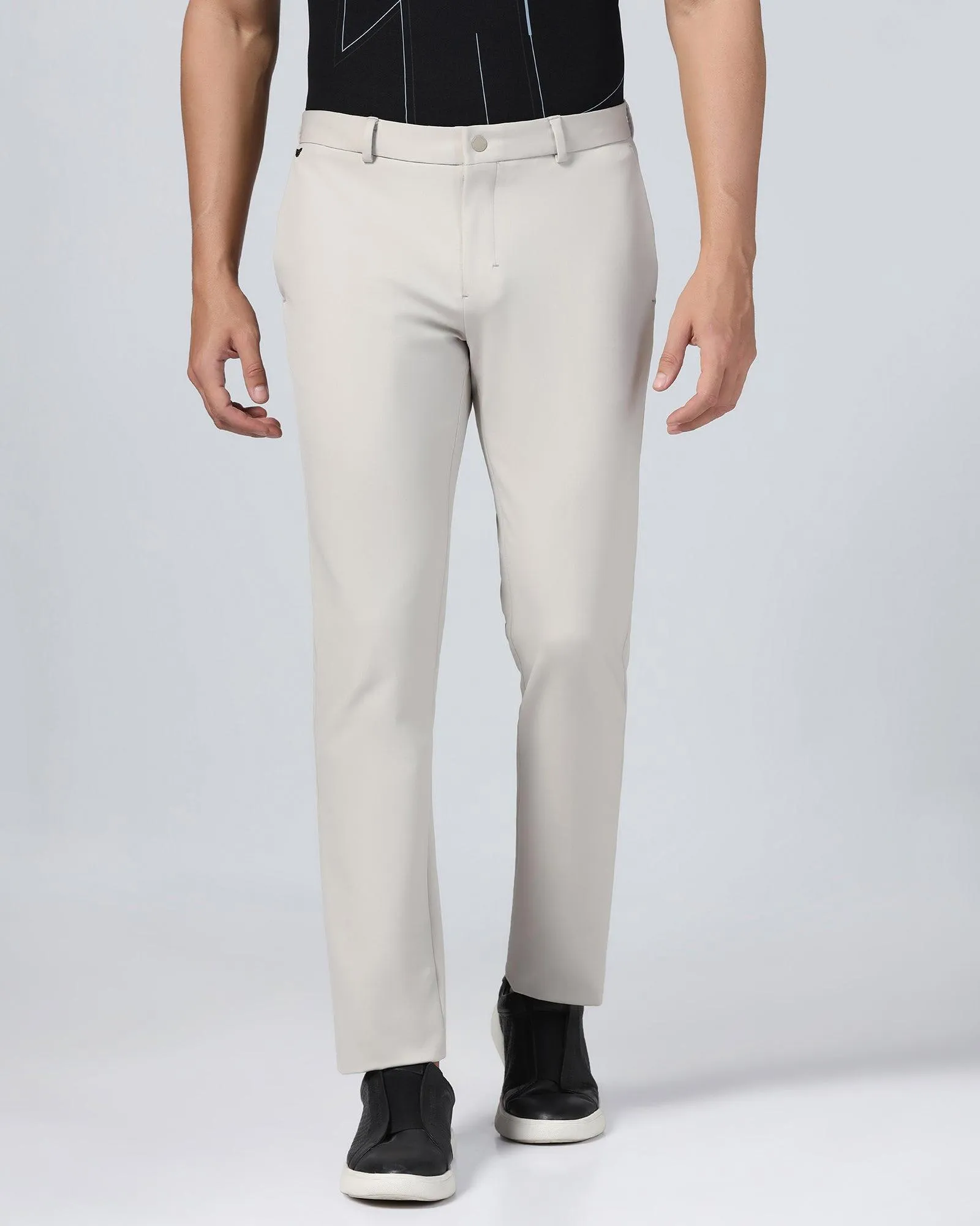 TechPro Slim Fit B-91 Formal Beige Solid Trouser - Ashley Tough Build