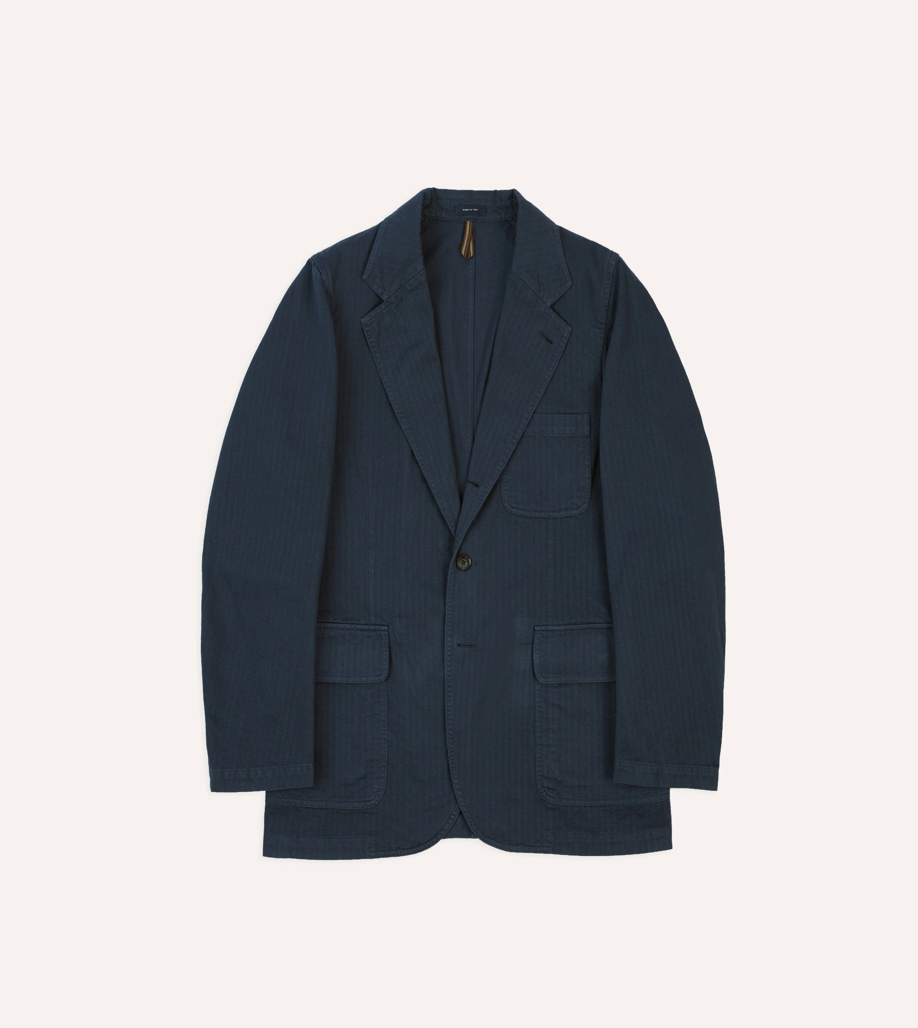 Convertible Style Navy Herringbone Cotton Games Blazer Mk. I