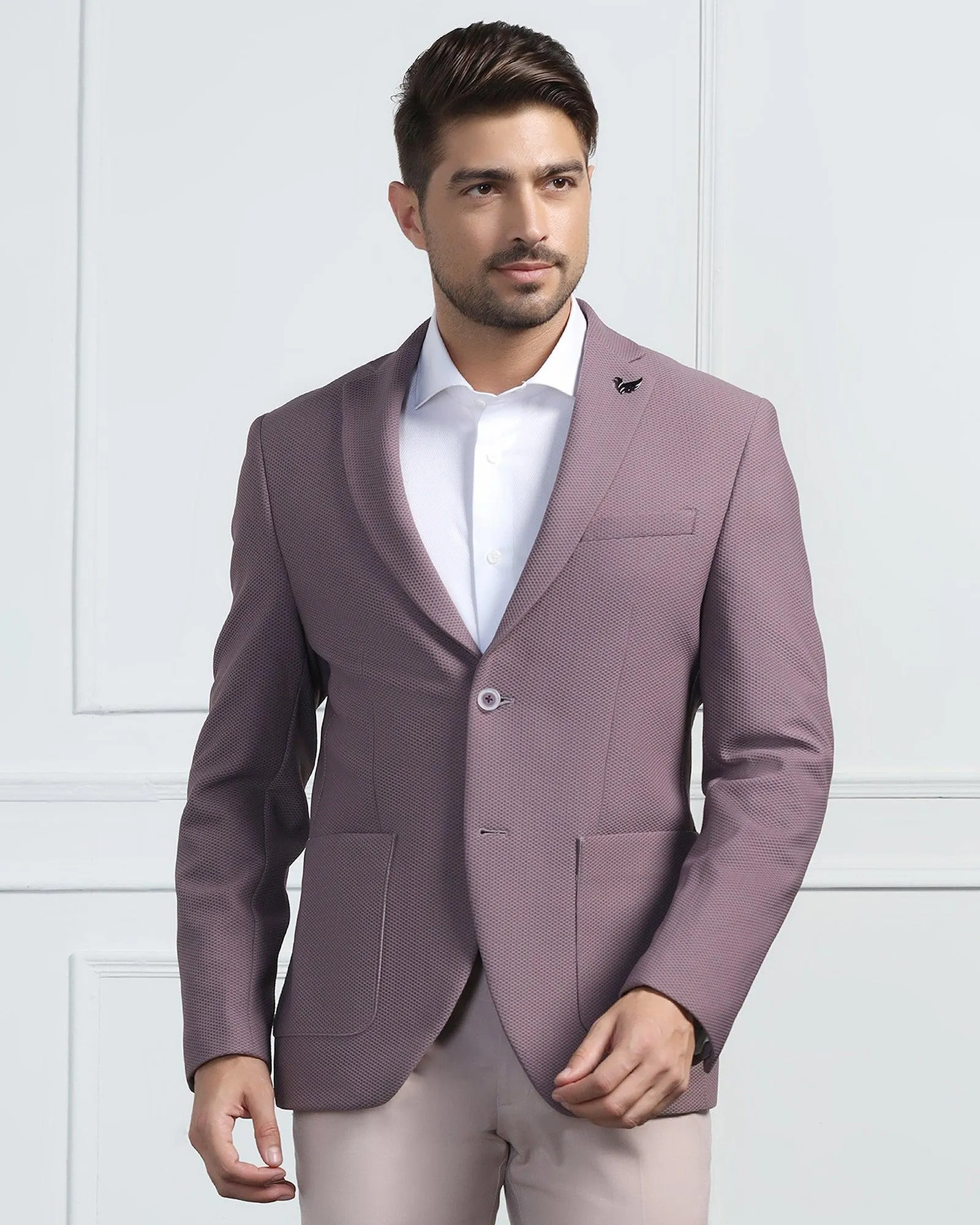 TechPro Formal Dusty Pink Textured Blazer - Renault Easy Movement Cut Odor Resistant Tech