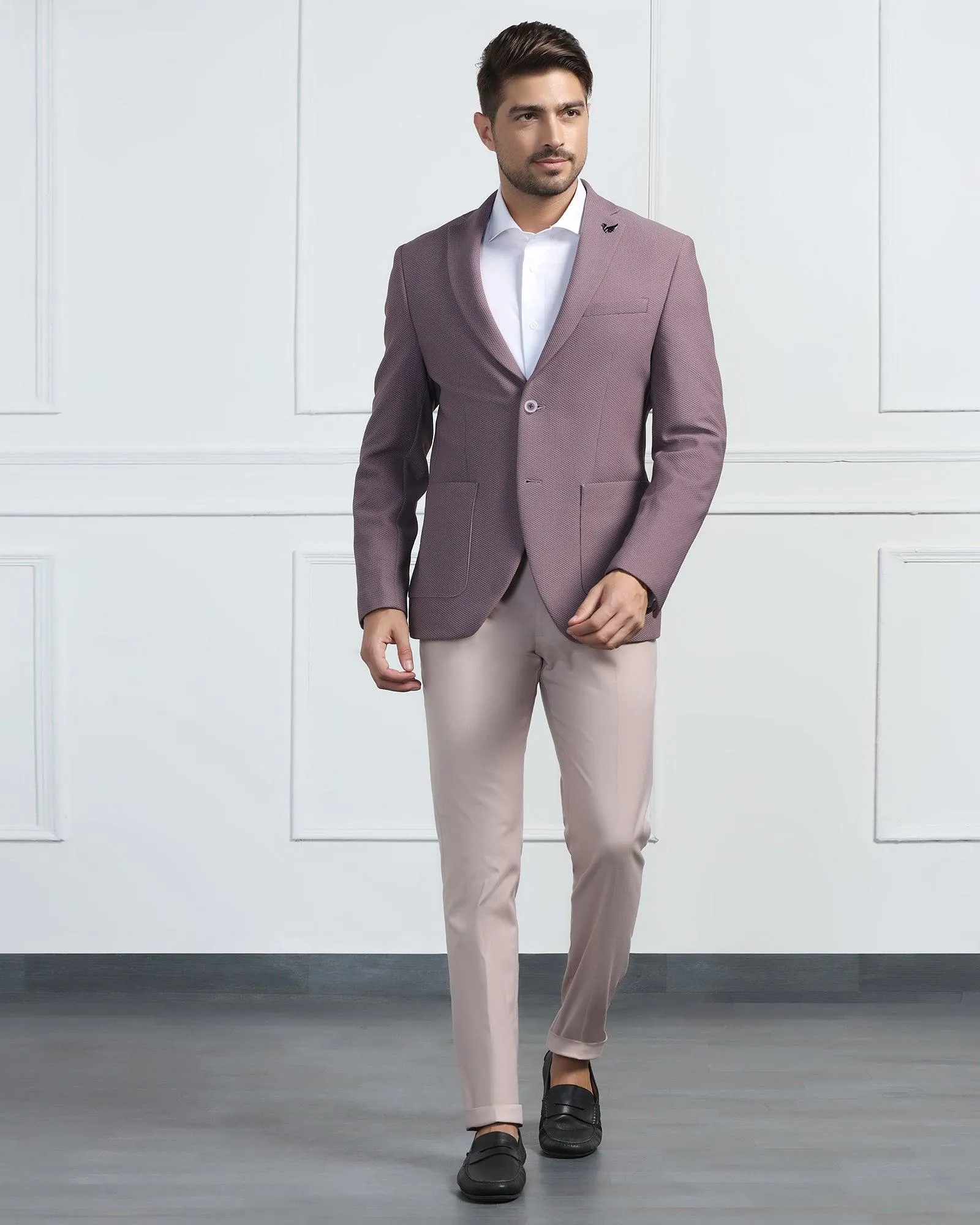 Soft Touch Texture Ergonomic Armhole Cut TechPro Formal Dusty Pink Textured Blazer - Renault