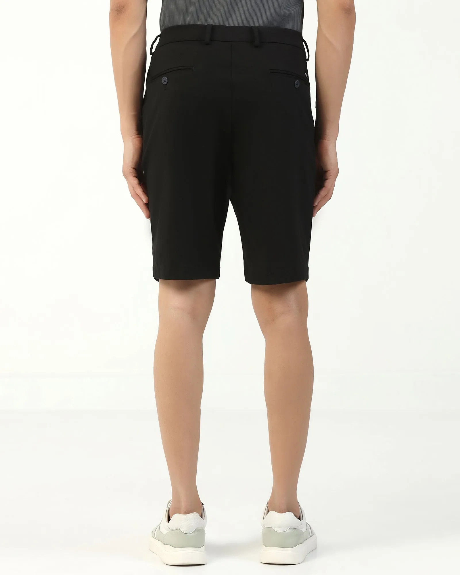 Cross Ventilation Channels TechPro Casual Black Solid Shorts - Serry