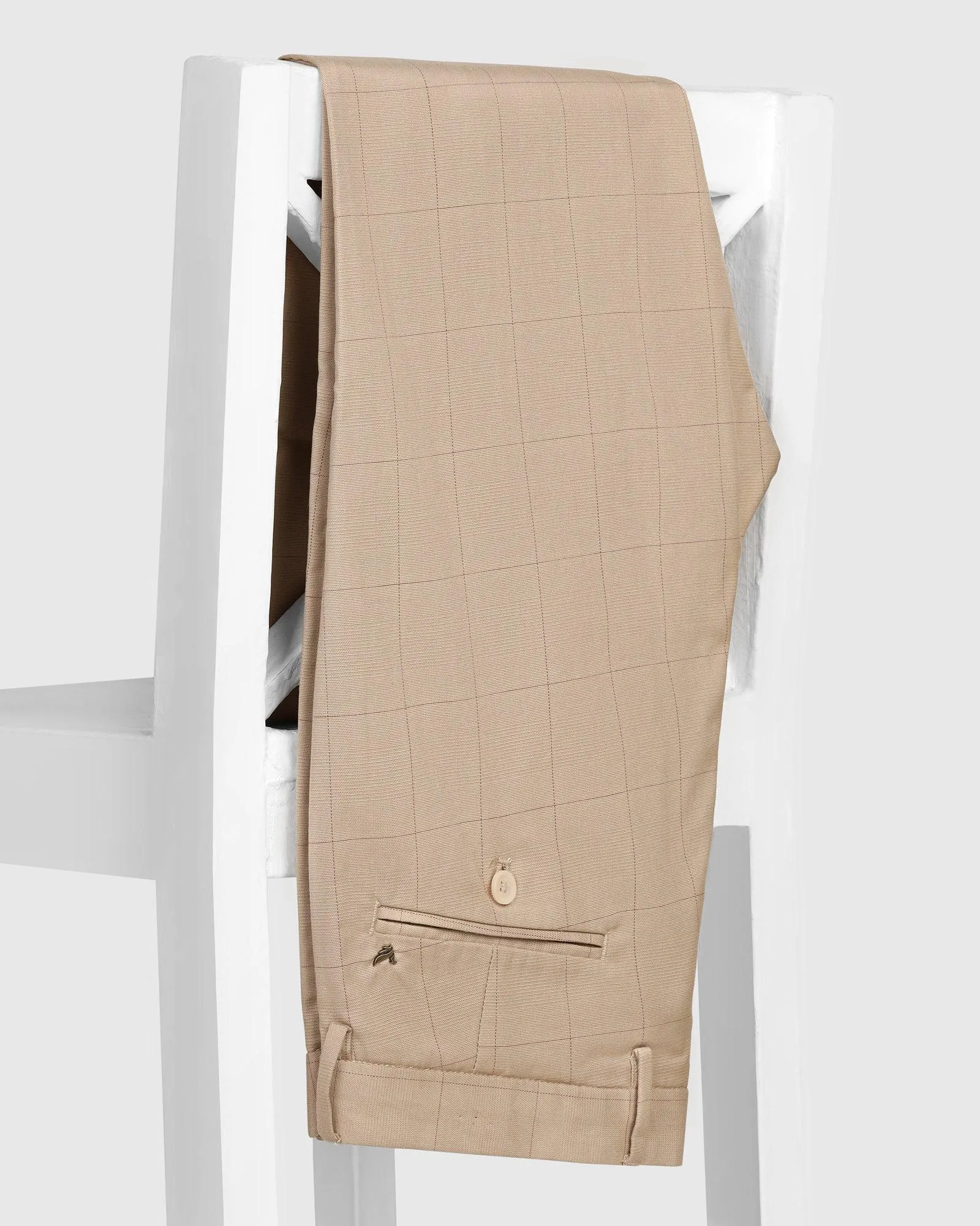 Slim Fit B-91 Casual Beige Check Khakis - Gap Walk Friendly