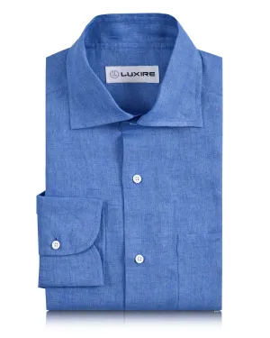Saga Fit Blue Linen Classic Shirt