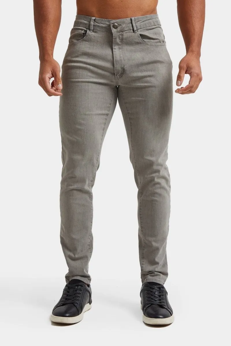 Neutral design comfortable option Athletic Fit Jeans in Light Grey