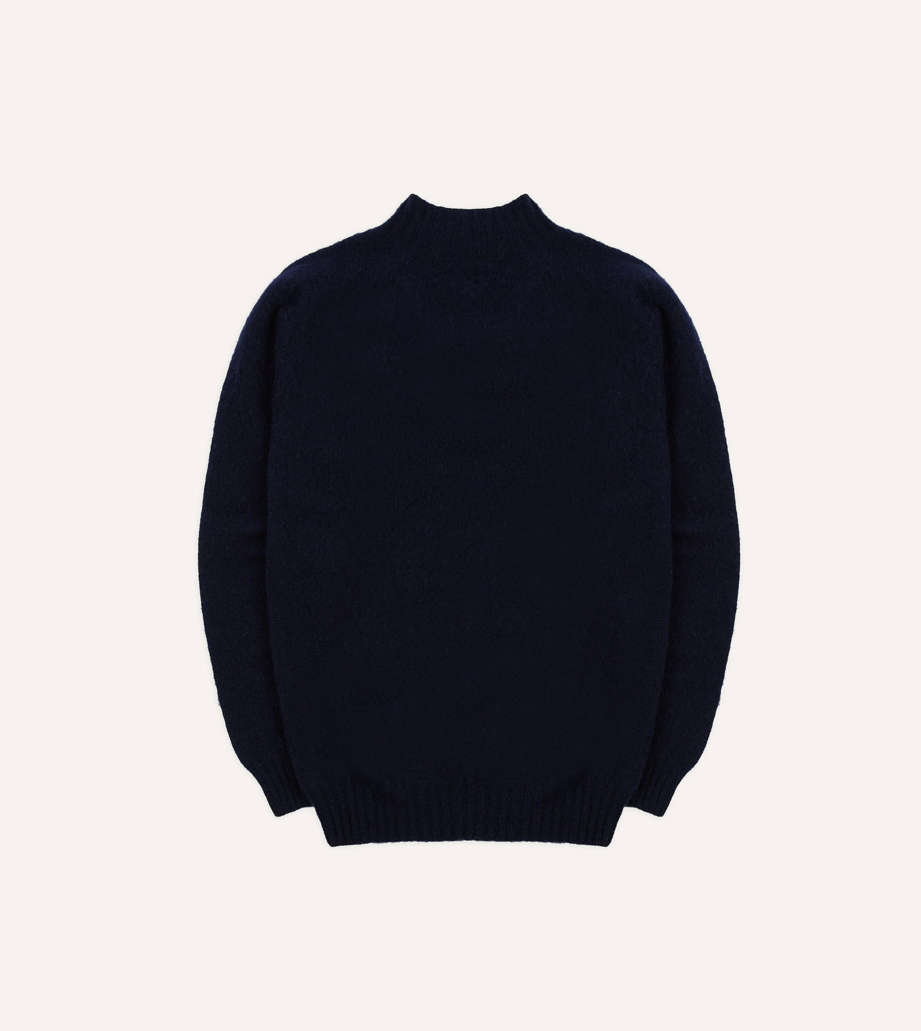 GentleWaistband Eco-Friendly Material Navy Brushed Shetland Mock Neck Jumper
