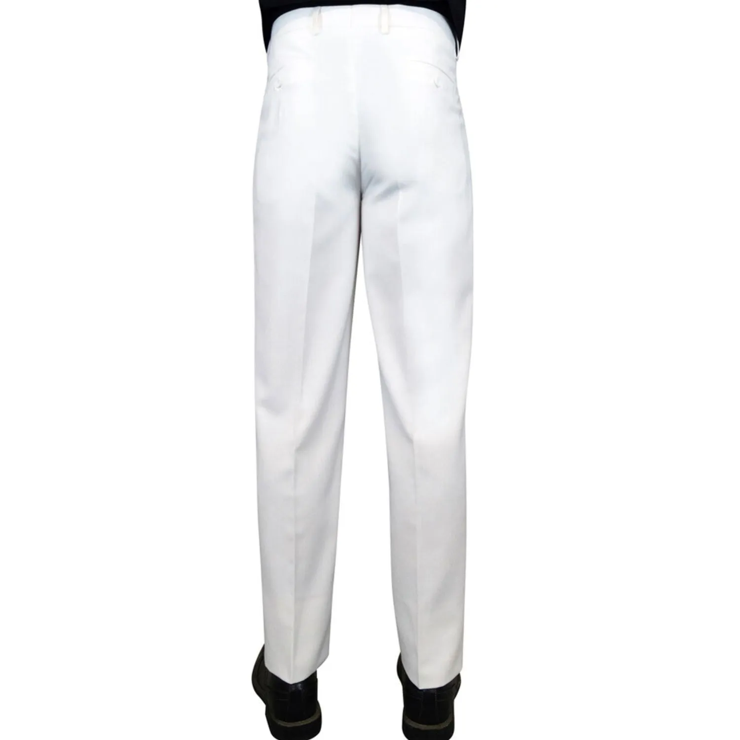 Stylara Collection: White Slim Fit Flat Front Pants Flex Fit Minimal Design