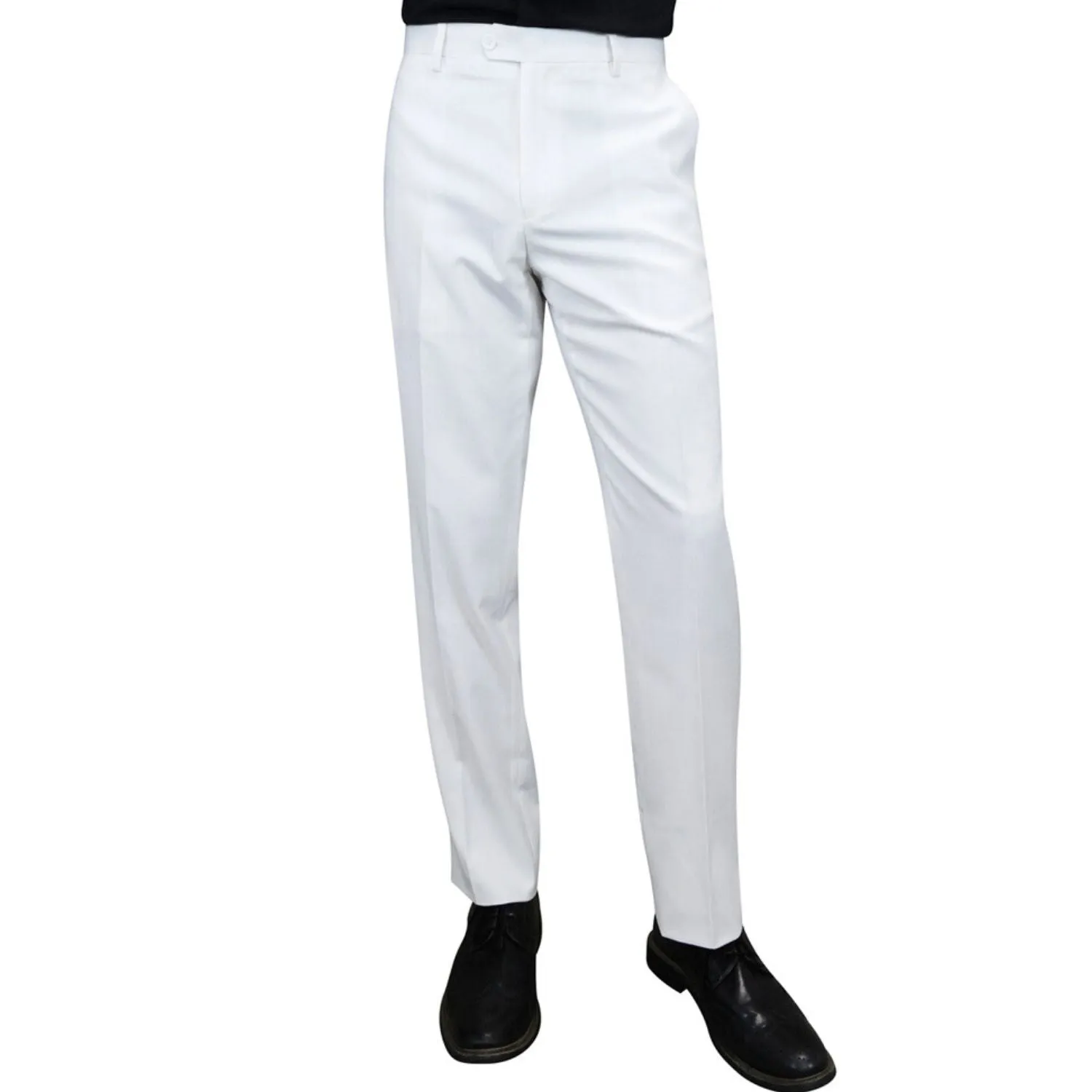 Stylara Collection: White Slim Fit Flat Front Pants Outdoor Layer DurableReinforcedMaterial