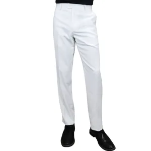 Linen blend Comfy Texture Stylara Collection: White Slim Fit Flat Front Pants
