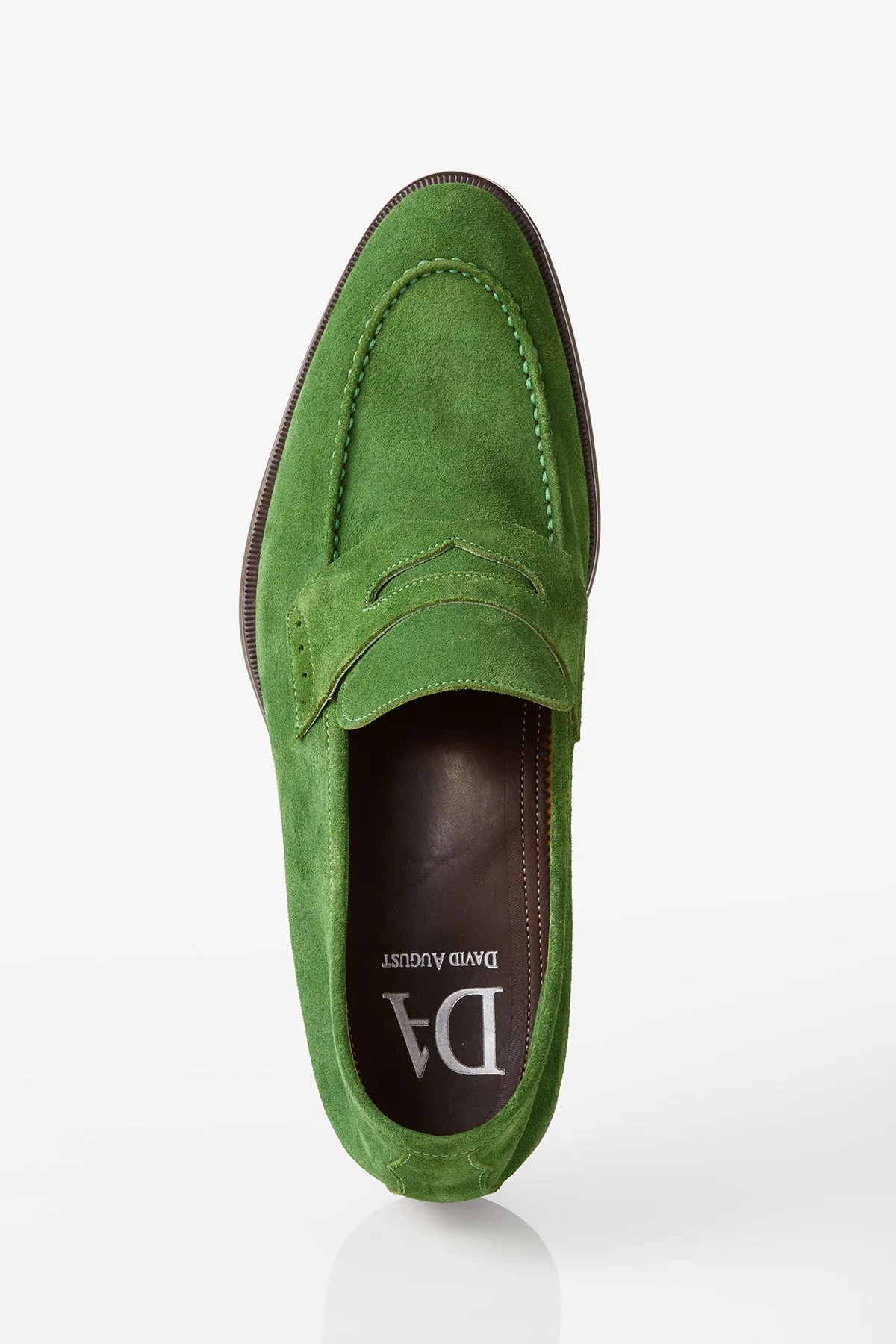 Non Slip Standing Workers David August Suede Penny Loafer in Sport Green