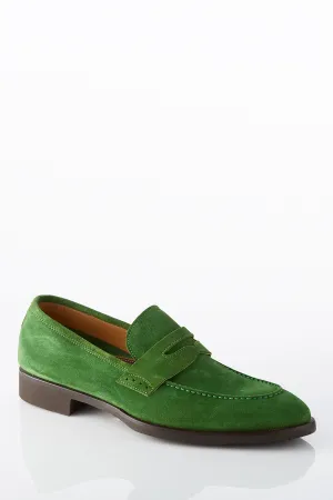 David August Suede Penny Loafer in Sport Green Ice Grip