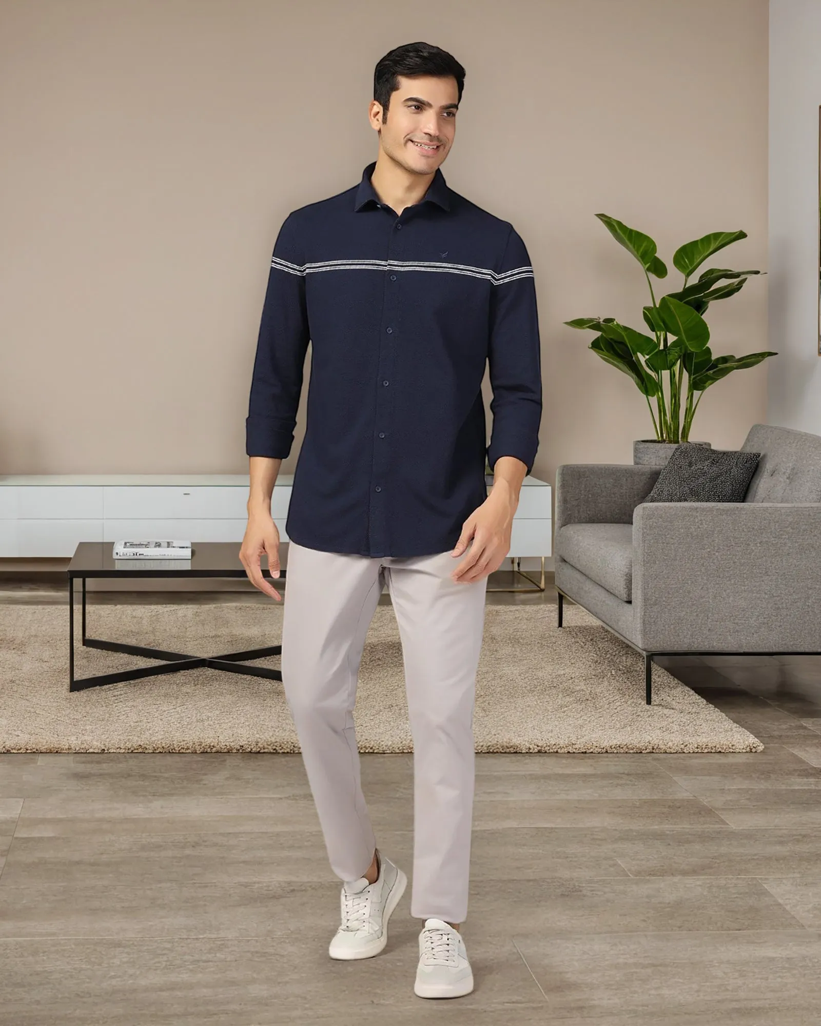 Casual Navy Textured Shirt - Liv Casual Friday