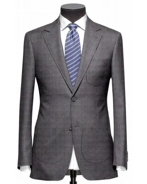 EThomas Shark Shine Silver Windowpane Checks Jacket UV Protective Daily Wear