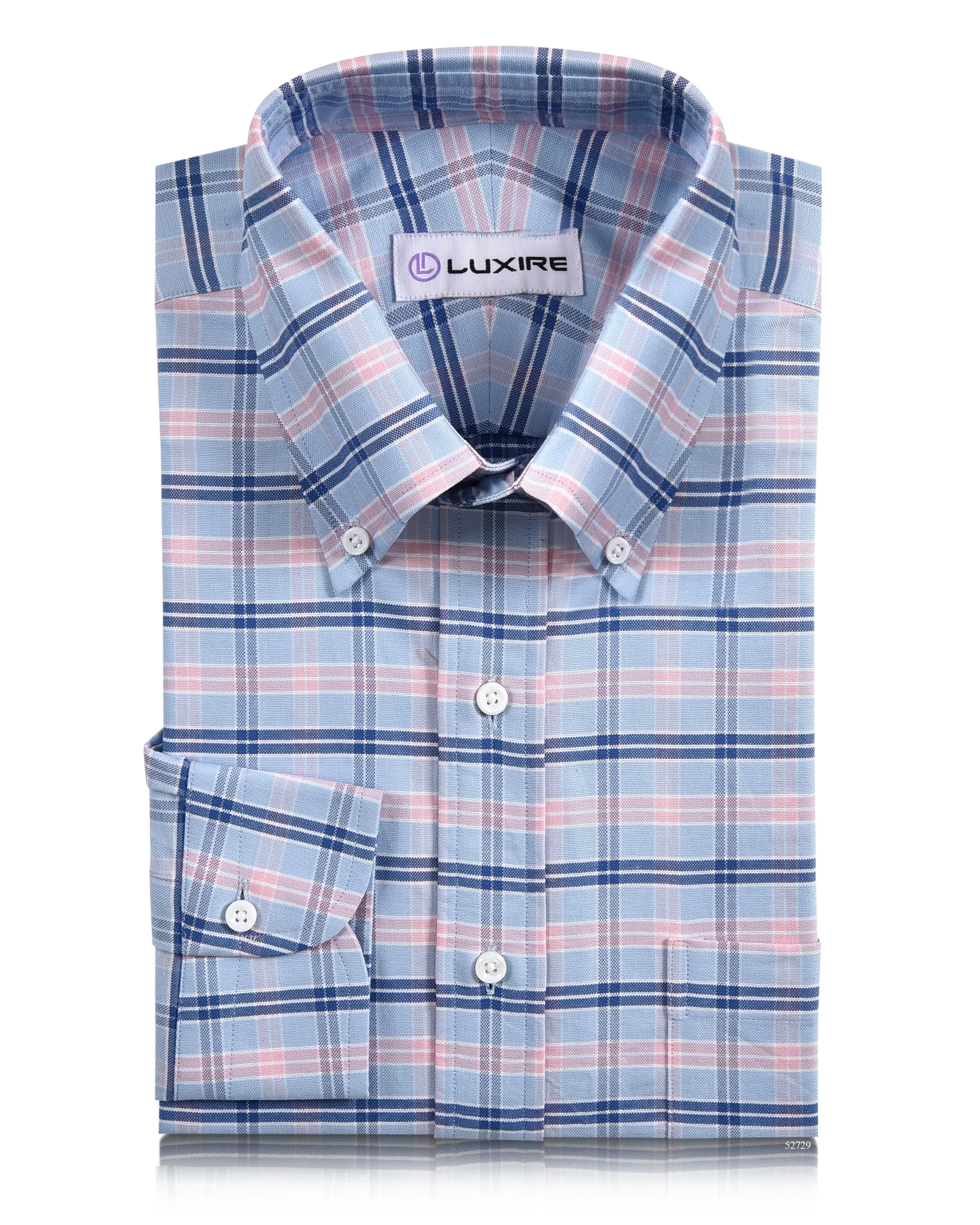 Lightweight Fabric Blue Pink Oxford Tattersall