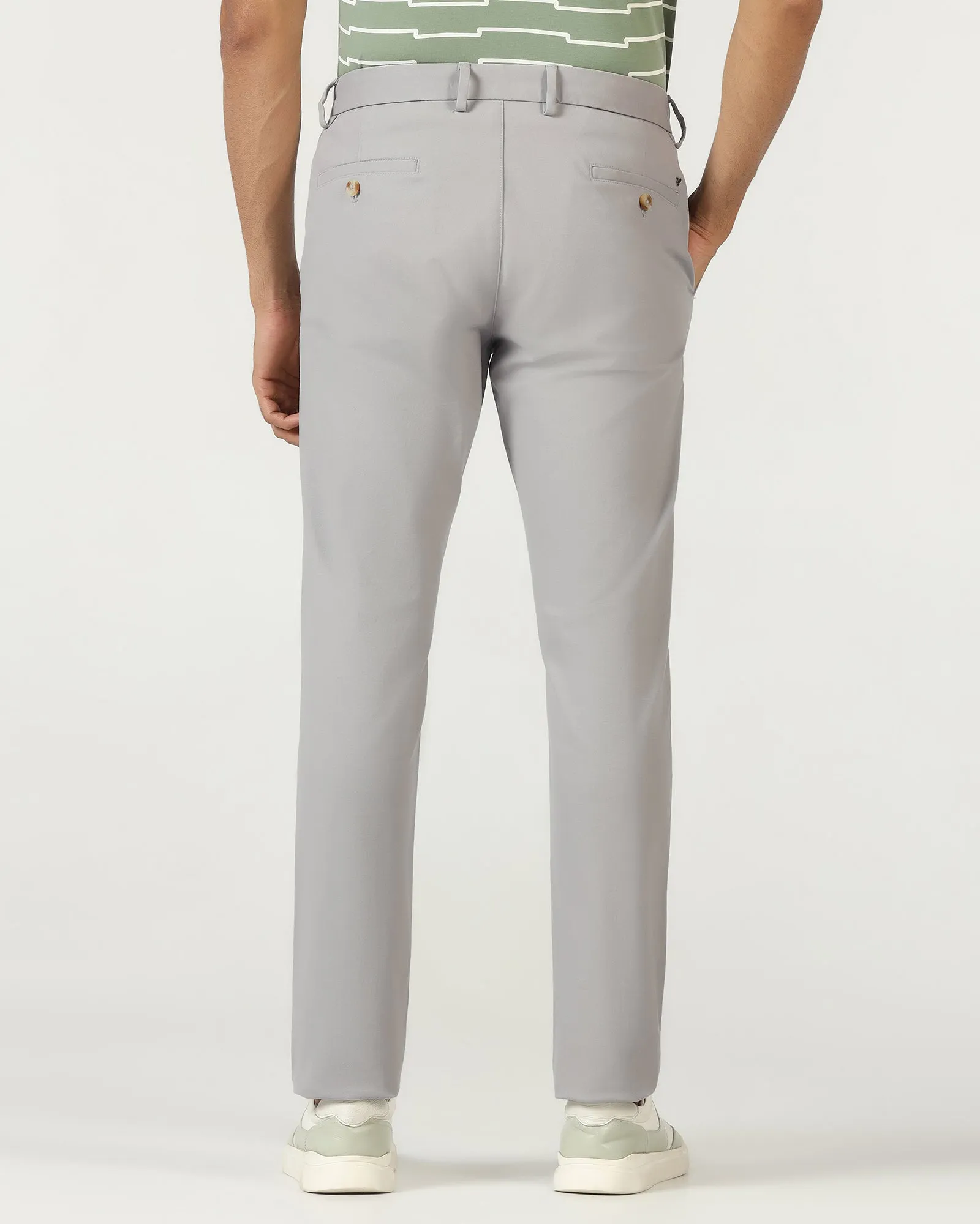 Casual Chic Slim Waist Light Grey Textured Khakis - Karis